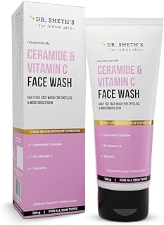 Dr. Sheth's Ceramide & Vitamin C Brightening Face Wash | Gently Cleanses, Hydrates & Reduces Dark Spots | For Normal, Oily & Combination Skin | For Me
