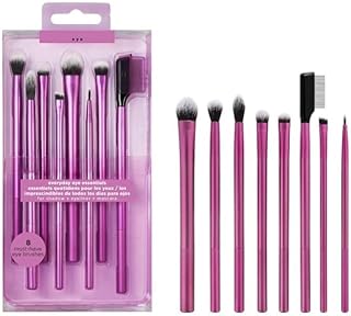 URBANMAC Eyeshadow Brush Set, Makeup with Gel Eyeliner, Flat Eye, and Eyelash Brushes, Purple, 8 Piece