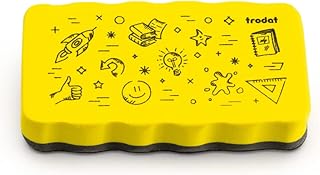 Trodat Classmates Magnetic Whiteboard Duster – Yellow Lightweight Non-Toxic Board Eraser for Dry Erase Markers & Chalk – Smudge-Free Cleaning for Clas
