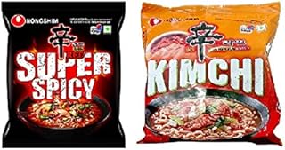 Nongshim Red Super Spicy & Kimchi Instant Noodles 120 grams*2Pack (Pack of 2) (Imported)
