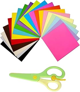 Paper Craft Kit/6 * 6 inches Origami Sheets with Kids Safety Scissors/DIY Craft (Pack of 100 Sheets with Scisssors)