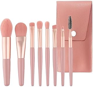 Just Tya Premium Makeup Brush Set with Travel Pouch – Soft Synthetic Bristles Face & Eye Brush Kit for Foundation, Powder, Blush, Eyeshadow & Eyebrow