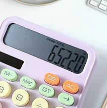 Qwid 12-Digit Candy Color Basic Calculator – Cute Round Button Calculator for Students, Kids & Office
