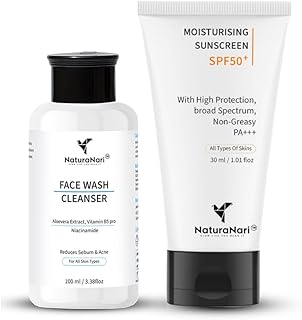Skincare Routine Kit | Face Wash Cleanser (100 ml) + Moisturising Sunscreen SPF 50+ PA+++ (30 ml) | Cleanser With Vitamin B5 Pro, Aloe Vera & Niacinam