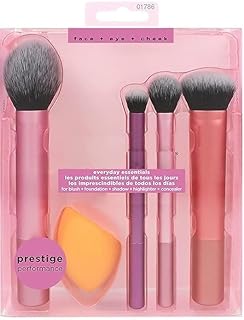 Hazzu Makeup Brush Set with UltraPlush Synthetic Bristles, for Eyeshadow, Foundation, Blush, and Concealer, Includes Sponge Blender, 5 Pieces, Pink