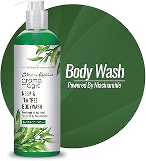 Aroma Magic Neem & Tea Tree Body Wash Pwrd by 5% Niacinamide | Removes harmful bacteria, protects with anti-microbial & antioxidant properties with ne