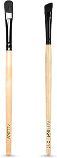 ALLURE Classic Eye Shadow and Angular Brush Combo, 2-Piece Bamboo Makeup Brushes Set for Professional Blending, Contouring, Smudging