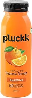 Pluckk Cold-Pressed 100% Valencia Orange Fruit Juice | No Added Sugar | No Preservatives | No Concentrates | Rich in Vitamin C