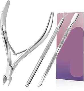 Cuticle Trimmer with Cuticle Pusher and Cutter, Cuticle Remover Nippers Professional Stainless Steel Cutter Clippers,Pedicure Manicure Tools for Finge