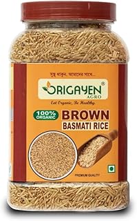 Origayen Organic Brown Basmati Rice | 100 Percent Natural Aromatic Long Grain Rice Healthy Whole Grain Product Of India 1kg Pack