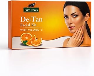 Pure Roots De-Tan Facial Kit 4 Step for Men & Women | Tan Removal, Brightening & Skin Repair Facial | Cleanser, Gel, Scrub, Cream & Pack | All Skin Ty