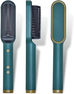 Professional Hair Straightener Comb with 5 Temperature Settings, PTC Fast Heating Electric Comb, Ceramic Hair Straightening Brush for Women Men, Anti