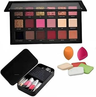 Frippe 18 Shades Rosegold Edition Palette Makeup Brush Set And Family Blender Puff Set