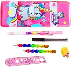 KOBBET® Pack of 7 Unicorn Stationery Combo 1 Girls Calculator Geometry, Pencils, Eraser, mechnical Pencil, Lead and Scale Best returngift School Stati