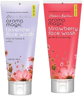 Aroma Magic Face Wash Combo - Lavender (100ml) & Strawberry Moisturizing (100ml) | For Dry & All Skin Types | Hydrates, Soothes & Refreshes | Pack of