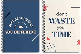 STARCANDY Set Of 2 Motivational Quotes A5 Size Wiro Bound Spiral Diary Notebook (80GSM, 180 Ruled Pages, Multicolour) (Time Edition)