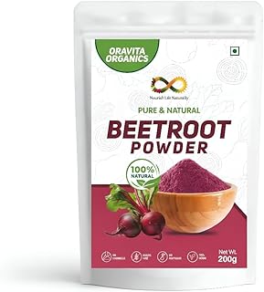 Oravita Organics Pure & Natural Beetroot Powder 200g | 100% Natural & Vegan | No Preservatives | Rich in Antioxidants | For Smoothies, Juice, Health D