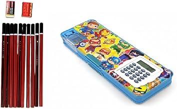 YBN Magnetic Pencil Box with Calculator with Free 10 Extra Dark prncils,1 Non dust Eraser and 1 Long Sharpener for Girls & Boys for School | Big Size