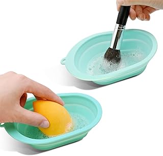 Meetzone Makeup Brush Cleaning Mat / Bowl, Soft and Durable Silicone Cosmetic Cleaner Pad, Foldable Portable Washing Tool Scrubber with 4 Textures (1p