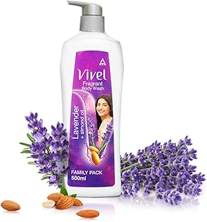 Vivel Fragrant Body Wash, Lavender & Almond Oil Shower Gel, 500 ml Pump Bottle, Moisturizing Bodywash For Soft & Smooth Skin, Effective Cleansing, For