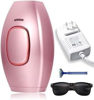 Professional IPL Hair Removal Device, White, Portable Laser Light Epilator with Ice Cooling Technology, Home Use Machine with Safety Glasses, Power Ad