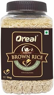 Oreal Brown Rice 1 Kg, Full Bran Intact, Fibre-Rich Basmati Rice Jar