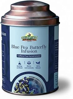 Bharat Chai Butterfly Pea Flower Tea 100g (200 Cups) Blue Pea Flower Herbal Tea | Aparajita Shankhpushpi Infusion | Caffeine-Free Antioxidant Drink fo