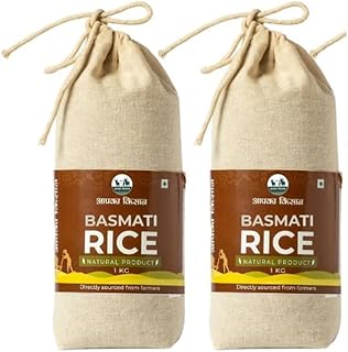 Apka Kisan Basmati Rice 2 Kg | Naturally Aged Long Grain Rice | Aromatic Fluffy Rice for Biryani, Pulao & Everyday Meals