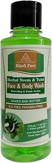 Khadi Pure Herbal Neem & Tulsi Face and Body Wash SLS, 210 ml