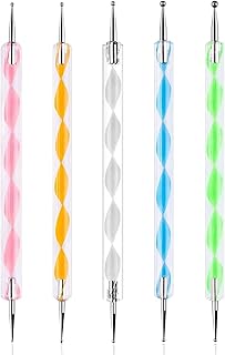 NAILWIND 5 pc 2 Way Dotting Pen Tool, Nail Art Tip Dot Paint Manicure kit, Multi-colored Nail Dotting Tool Set
