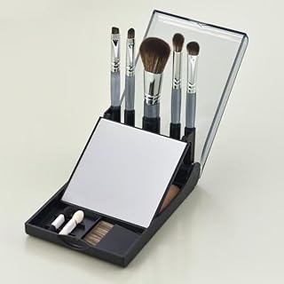 Professional Makeup Brush Set with Mirror Case for Women | Travel Makeup Kit Organizer | Foundation, Blush & Eye Makeup Brushes | Compact Cosmetic Sto
