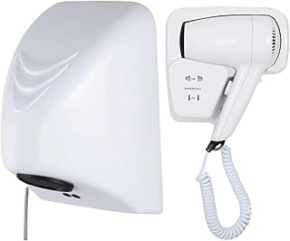 JPS (Combo) ABS Fast Automatic Sensor High Jet Speed Hand Dryer and Wall Mounted Electric Hair Dryer with Electric Socket for Home,Hotels,Mall and Off