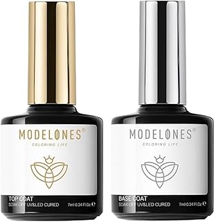 modelones Gel Top Coat and Base Coat from BELLE GAGA® 2 Pcs No Wipe Clear Base and Top Coat Set for Gel Nail Polish Soak Off Long Lasting Upgraded Shi