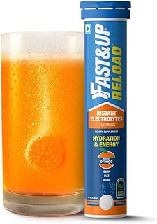 Fast&Up Reload (5 Litres) Low Sugar energy drink for Instant Hydration - 20 Effervescent Tablets with all 5 Essential Electrolytes + Added Vitamins -
