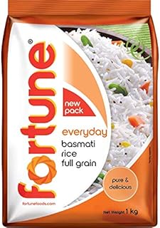 Fortune Everyday Basmati Rice, 1 Kg | Full Grain, Fluffy & Non-Sticky | Ideal for Daily Cooking