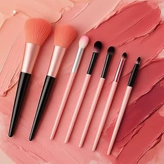 7 Pcs Professional Makeup Brush Set with Travel Pouch | Soft Foundation, Blush, Eyeshadow & Blending Brushes | Premium Cosmetic Tool Kit for Beginners