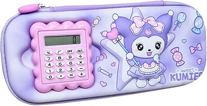 SIDAK Kitty Printed 3D Cover Pencil Case with Calculator | 2 Compartments Pencil Case and Stylish Pen Pencil Holder and School Supply Organizer Pouch