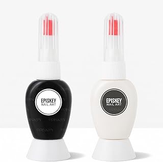 EPISKEY® Nail Art Design Dotting Painting Drawing UV Polish Brush Pen Tools Set Kit Nail Art Pack Of 2 (White Black) (NAIL ART WB)