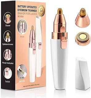 Eyebrow Trimmer for Women – 2-in-1 Rechargeable Facial Hair Remover with Replaceable Heads | Painless Eyebrow Razor & Precision Hair Removal Tool with