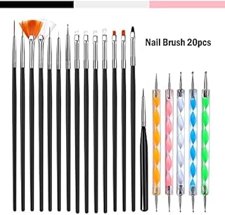 Shills Professional 20 PCS Nail Art Pens Set 5 PCS 2 Way Dotting Pen Tool +15 PCS Nail Painting Brushes UV Gel Painting DIY Nail Art Design Dotting Pa
