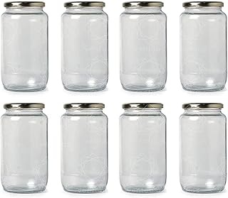1000 Gram Glass Jar with Air Tight Golden Lid for Kitchen Dried Masla Storage Jar,Honey Jar,Jar and Container,Spice Masala Jar,Glass,Visible Glass Jar
