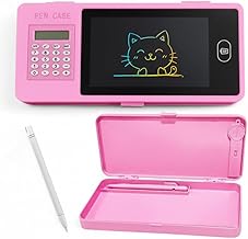 2 in 1- Pencil Box for Kids | Multifunctional Pencil Case with Calculator and Writing Tablet | Pad for Schools (Pink, with Calculator)