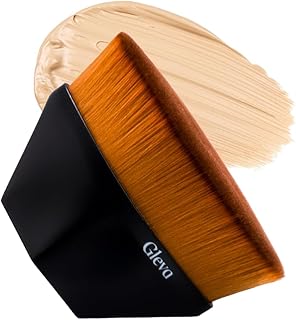 Gleva Foundation Makeup Brush, Kabuki Hexagon Face Blush Liquid Powder Foundation Brush for Blending Liquid, Cream or Flawless Powder Cosmetics (Black