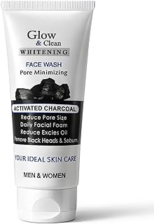 Glow & Clean Whitening Activated Charcoal Face Wash for Men & Women | Pore Minimizing, Oil Control, Acne & Blackhead Removal | Daily Facial Foam | Pac