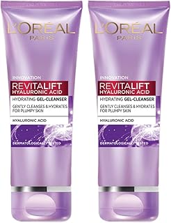 L’Oréal Paris Hydrating Gel Cleanser, Gentle facewash, Cleanses Impurities & Makeup Residue, Revitalift Hyaluronic Acid, Pack of 2, 2x100ml