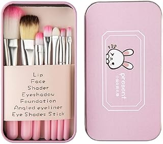 Makeup Brush Set with Case7 Piece Makeup Brush Set with Storage Box, Foundation and Eyeshadow Brushes, Pink, for Women and Girls