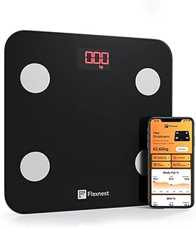 Flexnest Flexscale | Smart Bluetooth Body Fat Weighing Scale Weight Machine Analyzer with 100% Secure Indian App, Measures BMI, Body Fat, Protein with