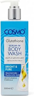 Cosmo Body Care Glutathione Serum In Bright & Pure Body Wash 500ml | Advanced Niacinamide & Hyaluronic | Deep Moisturizing, Hydration & Pore Refining