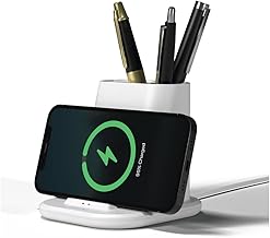 XECH 3-in-1 Fast Wireless Charger with Pen Stand | 15W Fast Wireless Charging Pad with Dual USB Output Ports | Charge 3 Devices at Once | Desk Accesso