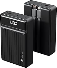Portronics Luxcell Bind Mini 20k 20000mAh Powerbank with 22.5W Fast Charging, in-Built Type C PD(Input & Output) /8 Pin Cable, LED Battery Display, US